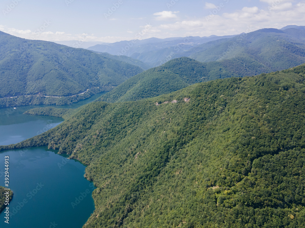 Aerial view of Vacha Reservoir, Bulgaria