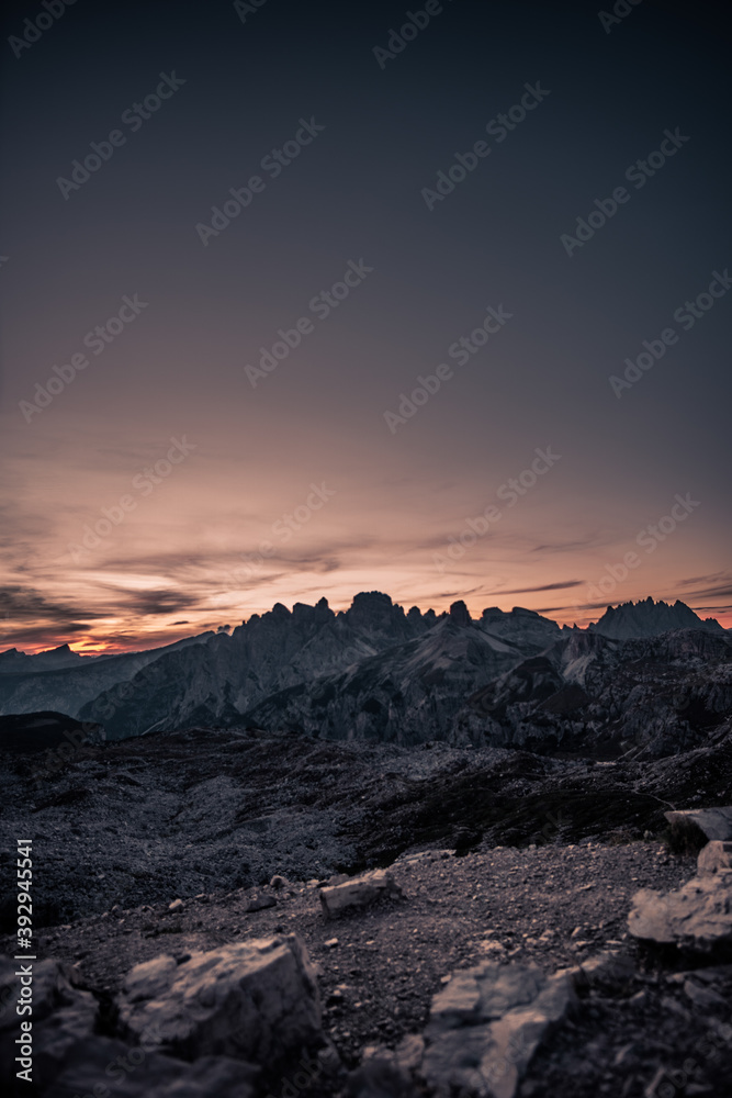 sunset in the dolomites