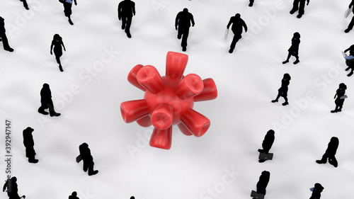 Illustration conceptuelle représentant des personnes figées à cause du COVID. Ralentissement économique. Rendu 3D
