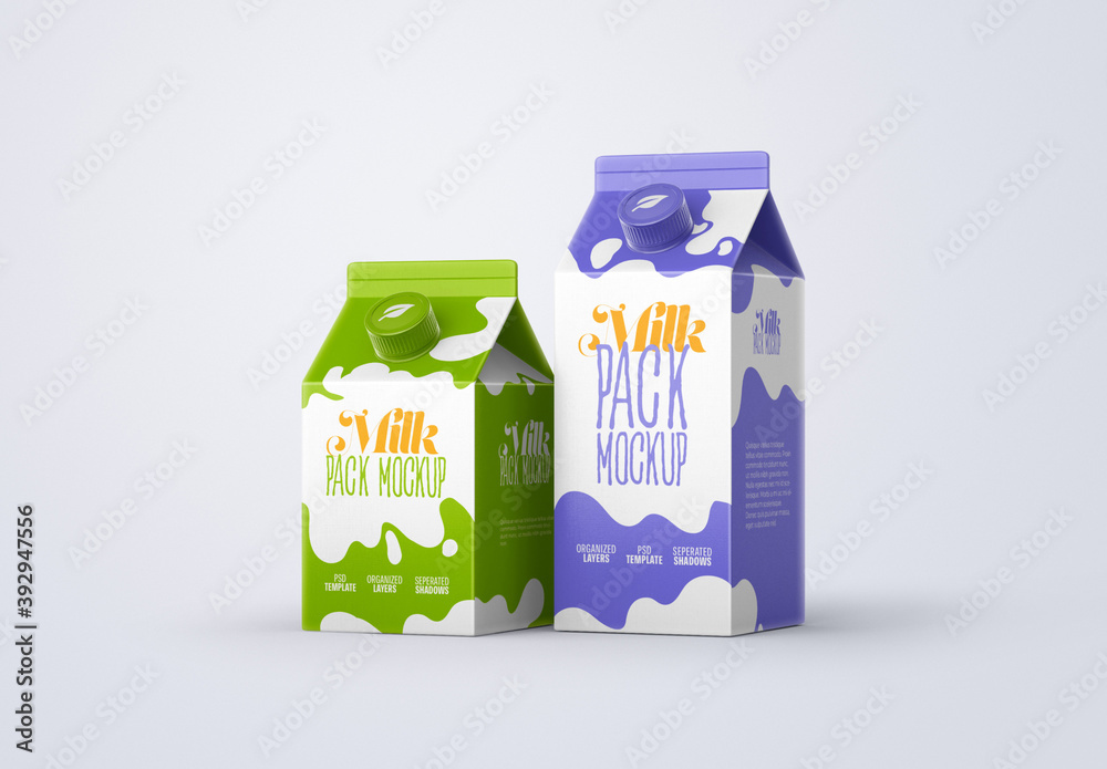 Milk Carton Box Mockups Stock Template | Adobe Stock