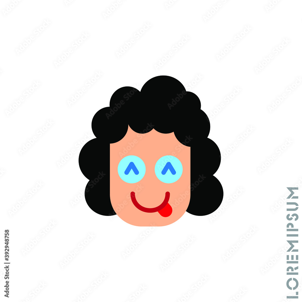 Playful smile girl, woman icon. Simple vector of emoji icons for ui and ux, website or mobile application. isolated with tongue out icon. color on white background Playful smile girl, woman icon. Simple vector of emoji icons for ui and ux, website or mobile application. isolated with tongue out icon. color on white background
