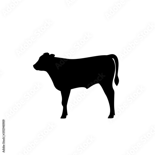 Calf silhouette icon. The Best Beef Cattle Breeds. Farm animals. Vector Illustration.