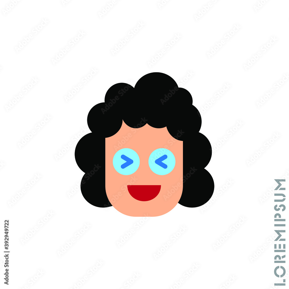Emoticon vector girl, woman icon on white background. vector emoticon icon symbol sign from modern user interface collection for mobile concept and web apps design. Laugh, emoji icon vector, emotion. 