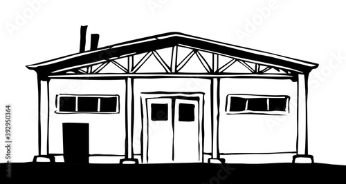 Entrance to the barn. Vector drawing