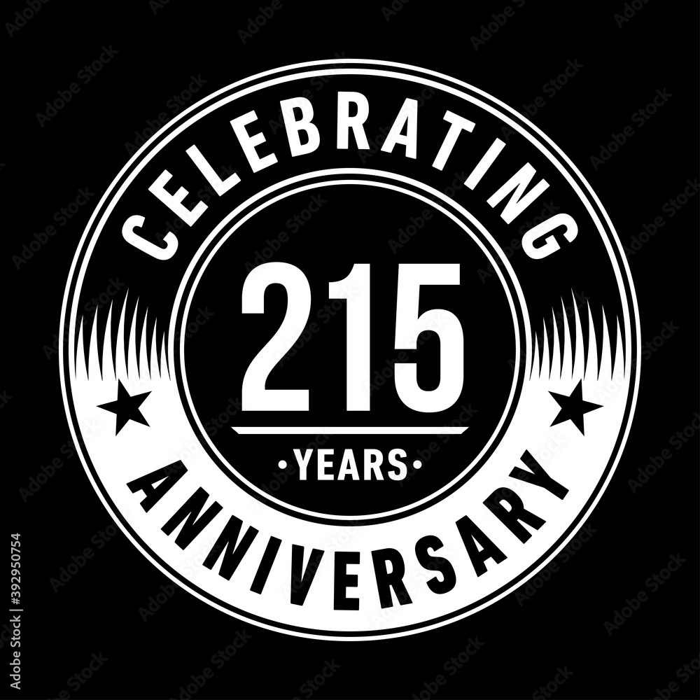 215 years anniversary logo template. Vector and illustration.
