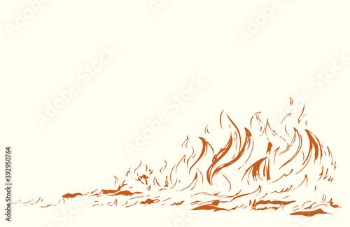 Bright fire. Vector drawing pattern