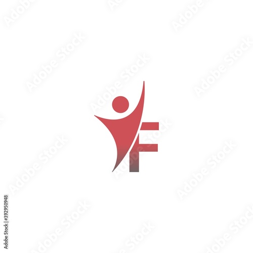 Letter F  icon logo with abstrac sucsess man in front, alphabet logo icon creative design