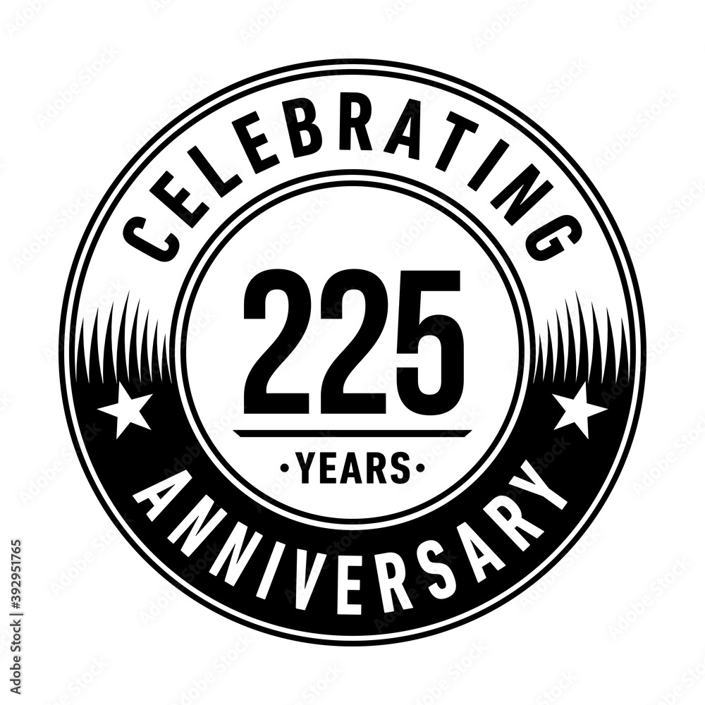 225 years anniversary logo template. Vector and illustration.
