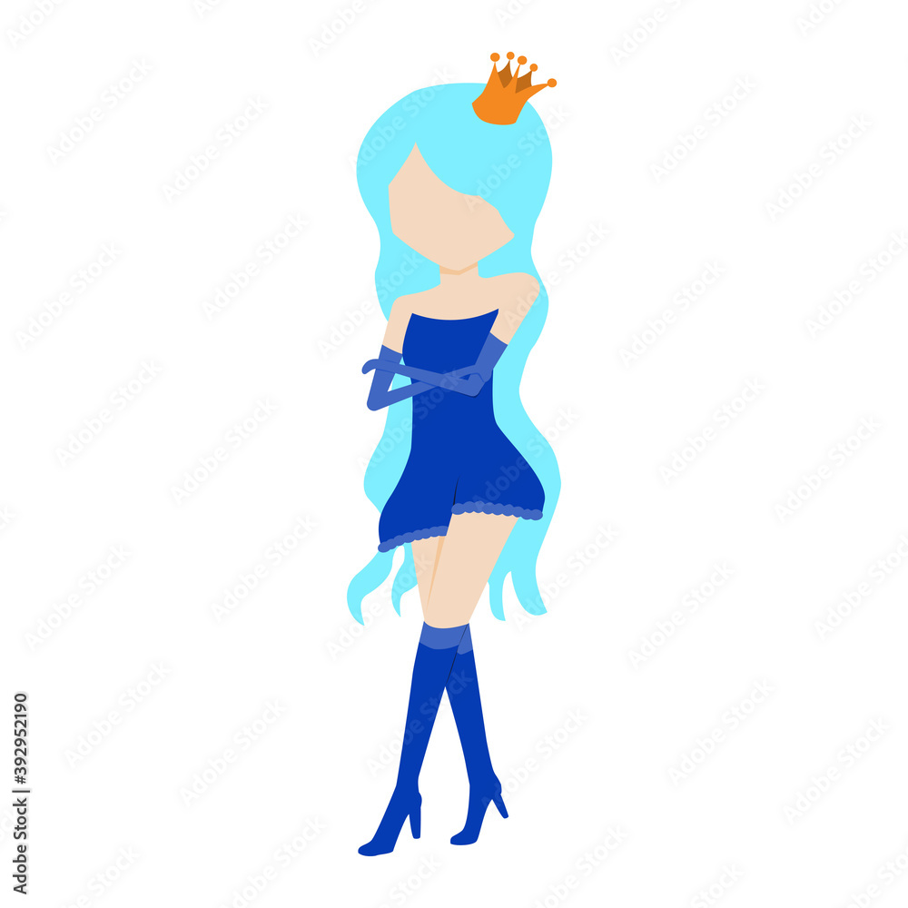 Cartoon flat humanization winter lady isolated on white. Can be used for stiker, notebook, banner, card, poster and any design. Cute standing elegant girl Cartoon flat humanization winter lady isolated on white. Can be used for stiker, notebook, banner, card, poster and any design. Cute standing elegant girl