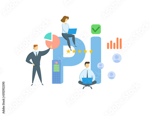 PI, Professional Indemnity. Concept with keywords, people and icons. Flat vector illustration. Isolated on white background.
