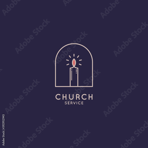 Church logo with candle on blue background