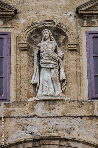 Chiesa di Maria SS della Catena, completed in 1780, built in the remains of megalithic walls. Piazza Garibaldi, Cefalu, Sicily, Italy.