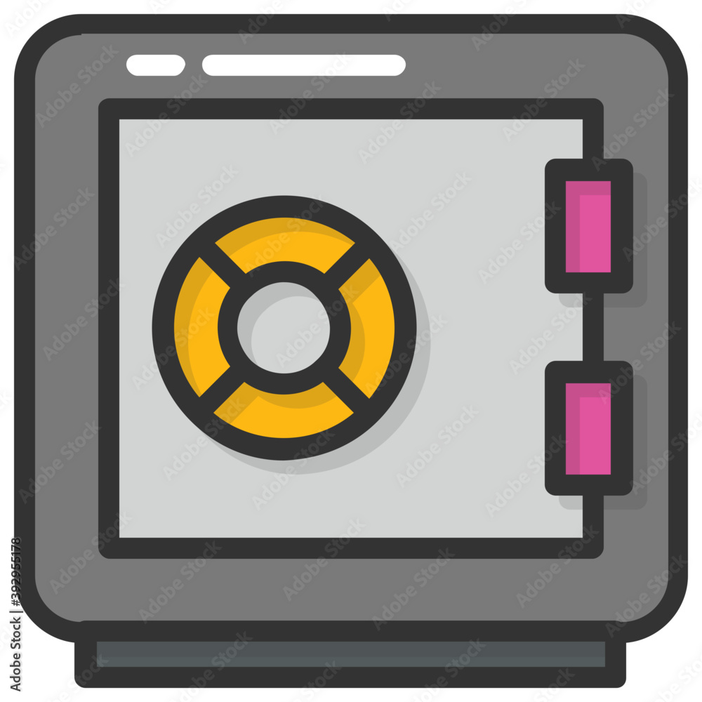 A bank vault used to keep things safe, flat icon
A bank vault used to keep things safe, flat icon