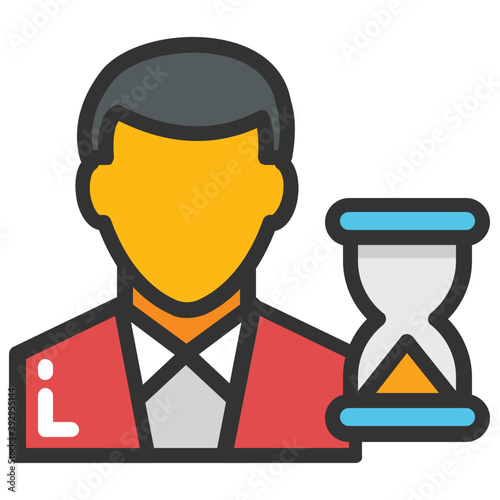 
A flat vector icon design portraying anxious businessman
