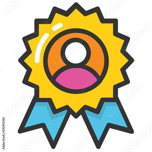 
A ribbon badge for best employee flat icon
