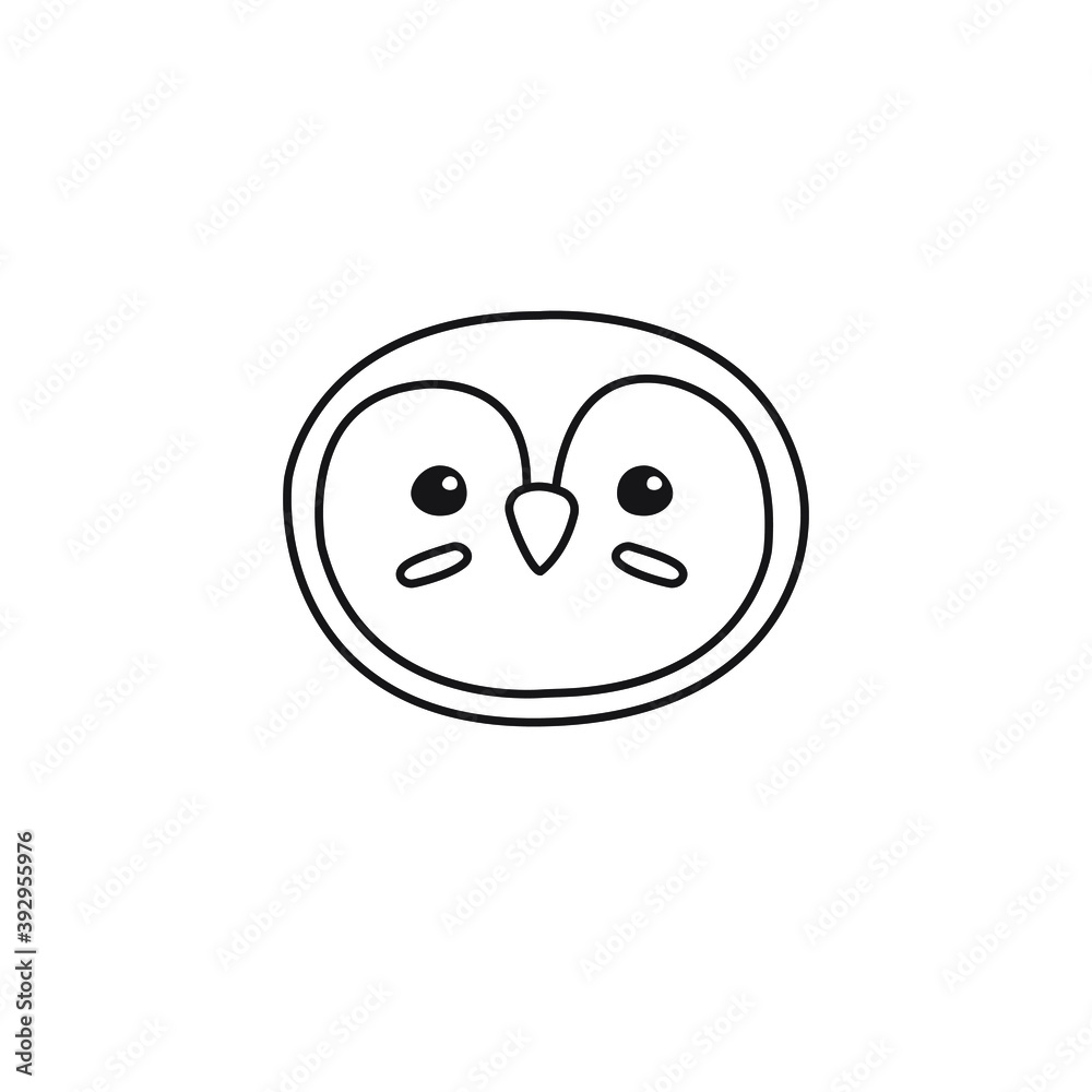 Vector flat cartoon doodle penguin face isolated on white background Vector flat cartoon doodle penguin face isolated on white background