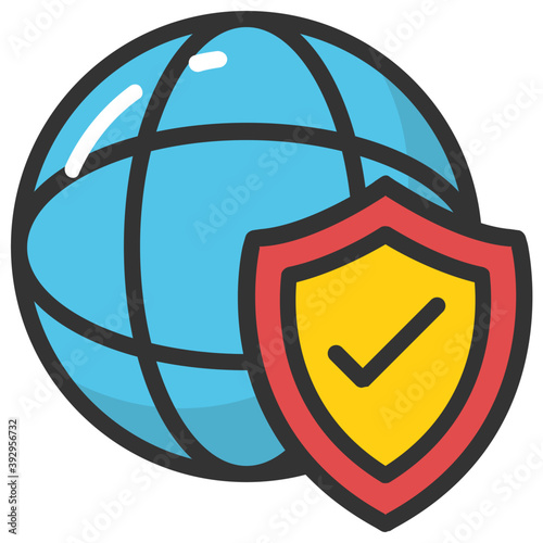 
A network globe with www sign, concept of world wide web flat icon
