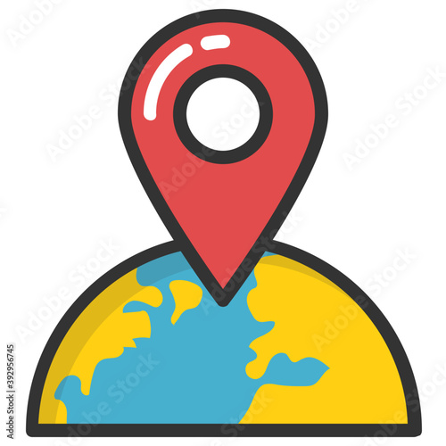 
A navigation pointer with globe concept of gps service flat icon
