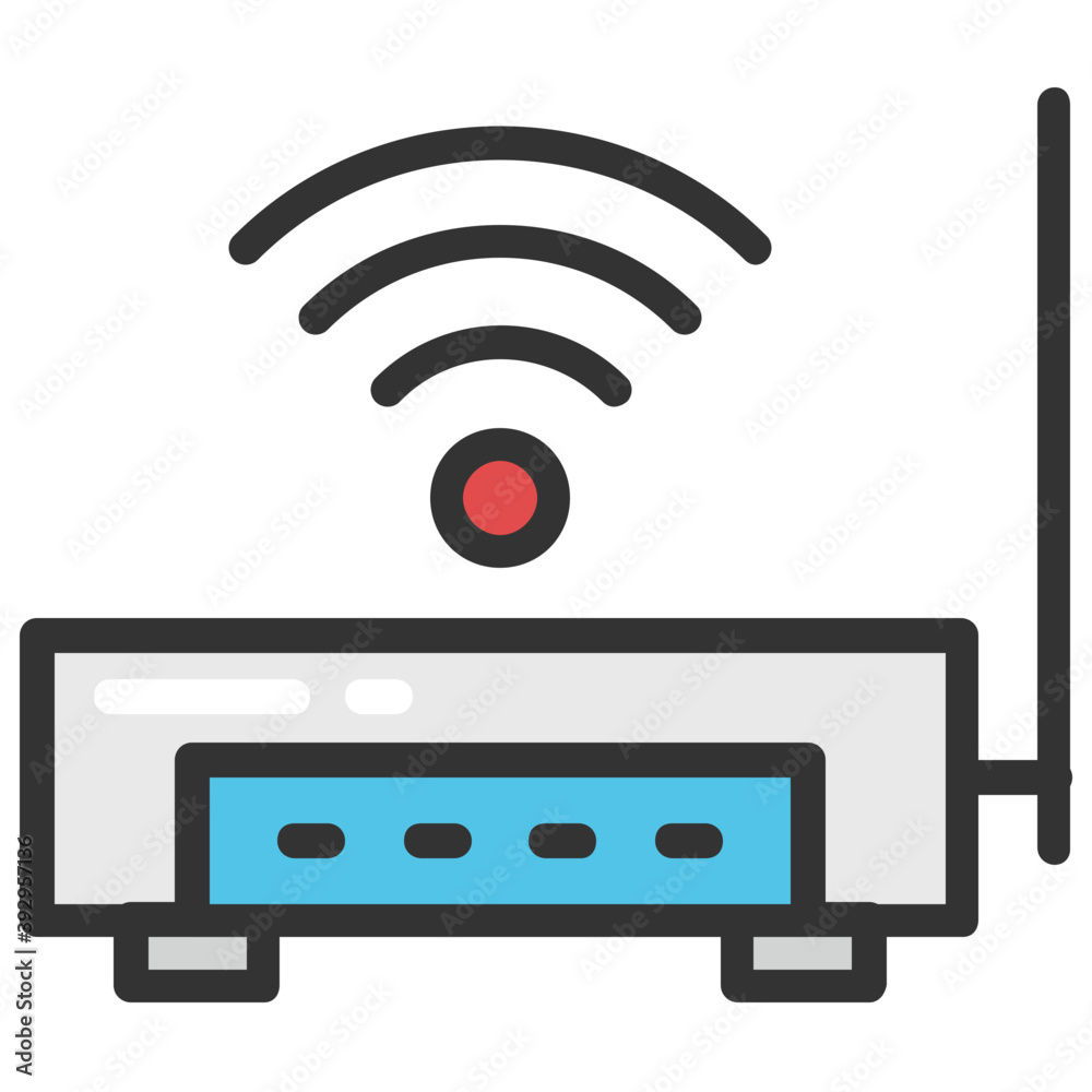 An internet router with wifi signals flat vector icon
An internet router with wifi signals flat vector icon