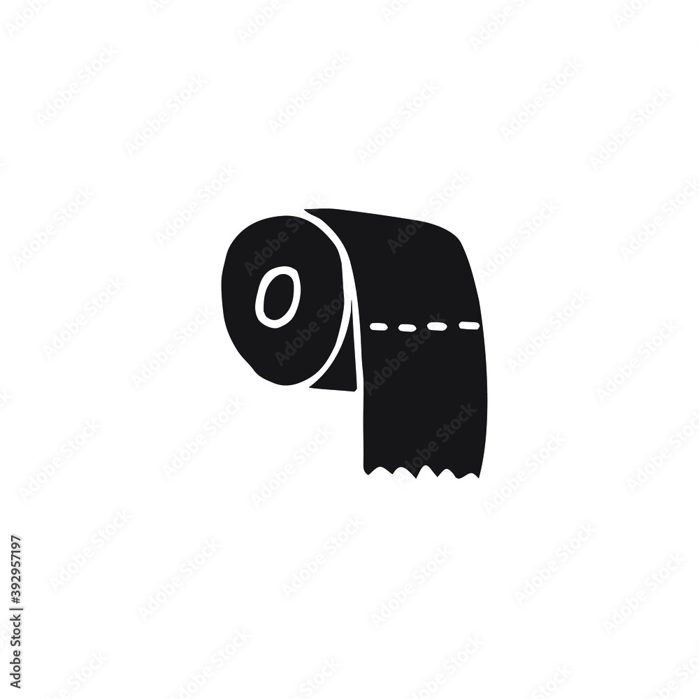 Vector hand drawn doodle sketch black toilet paper isolated on white background Vector hand drawn doodle sketch black toilet paper isolated on white background