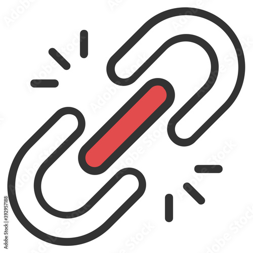 
A broken link or broken seo process flat vector icon

