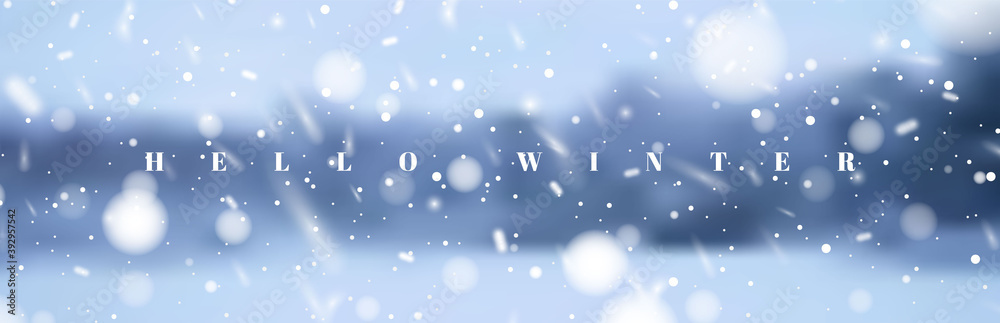 Abstract blurry winter landscape with snowfall background vector Abstract blurry winter landscape with snowfall background vector