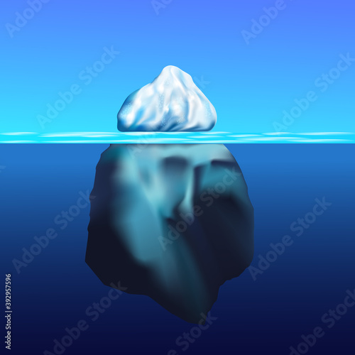 
Iceberg floating among ice floes in the blue Antarctic sea and clouds.WInter arctic landscape with blue pure water and snow hills.
