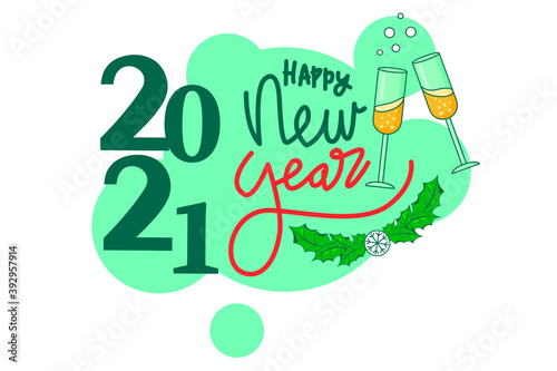 New Year card banner lettering New Year