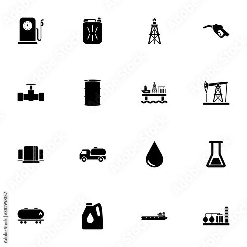 Oil icon - Expand to any size - Change to any colour. Perfect Flat Vector Contains such Icons as gas station, derrick, platform, gasoline tanker, refinery, canister, barrel, pipeline, tank, test tube.