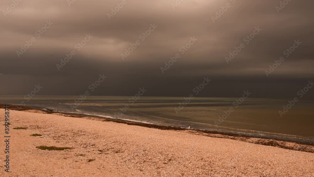 nature view Apocalypse. Storm Large freight dark gloomy rain clouds over a calm sea. the weather. High quality FullHD footage nature view Apocalypse. Storm Large freight dark gloomy rain clouds over a calm sea. the weather. High quality FullHD footage