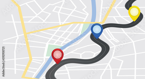 Main road on map. navigation concept. vector