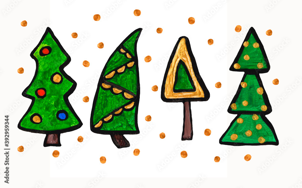 Colorful Christmas illustration with the set of stylized Christmas trees Colorful Christmas illustration with the set of stylized Christmas trees
