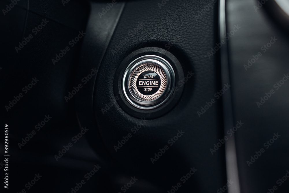 Car interior with white leather seats and dashboard Car interior with white leather seats and dashboard