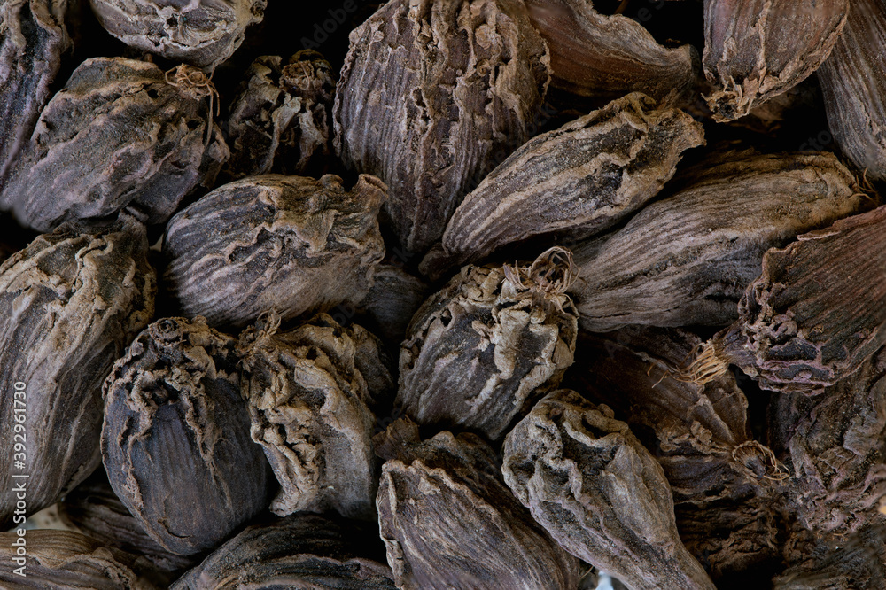 super macro shot of exotic spice black cardamon from India. in details very close.aromat part of masala. Ideal food and spice background super macro shot of exotic spice black cardamon from India. in details very close.aromat part of masala. Ideal food and spice background