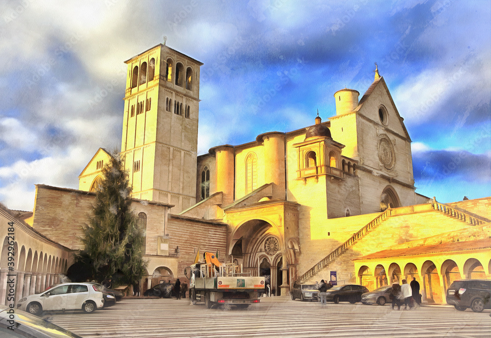 San Francesco D'assisi Dove Si Trova Basilica of San Francesco d'Assisi colorful painting looks like picture