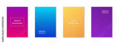 Abstract background with color geometric patterns. Set of gradient textures. Modern design graphic for cover, poster and flyer. Trendy future style for brochure and banner. Dynamic template. Vector