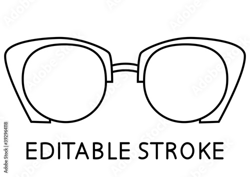 Black glasses rim. Sunglasses outline vector illustration. Modern style glasses rim silhouette. Stylish male and female optical accessories. Editable stroke. Vector
