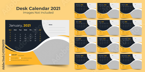 New year desk calendar design template 2021