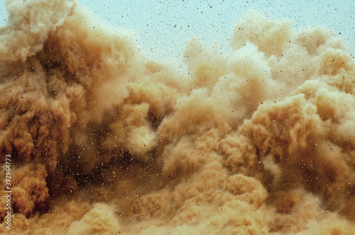 Canvas-taulu Dirt storm after detonator blast