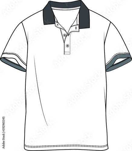 flat sketch polo collar t-shirt design for young men