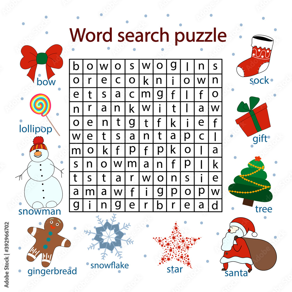 Find Words In A Table On The Theme Xmas Crosswords Puzzle Game For 