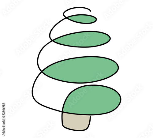 Hand-drawn Christmas tree. Doodle cartoon illustration with Christmas decorations, stars. New year concept. Abstract poster with holiday symbols. Vector sketch isolated on white background.
