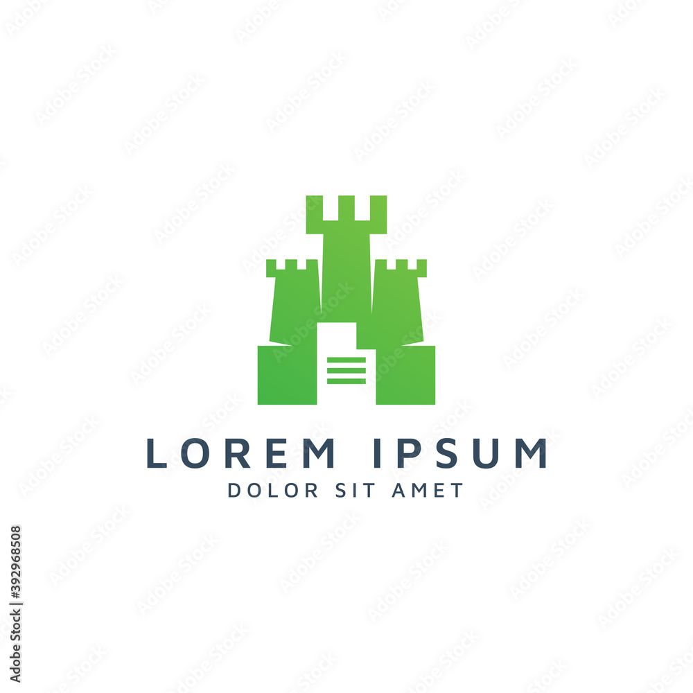 castle and document negative space logo design castle and document negative space logo design