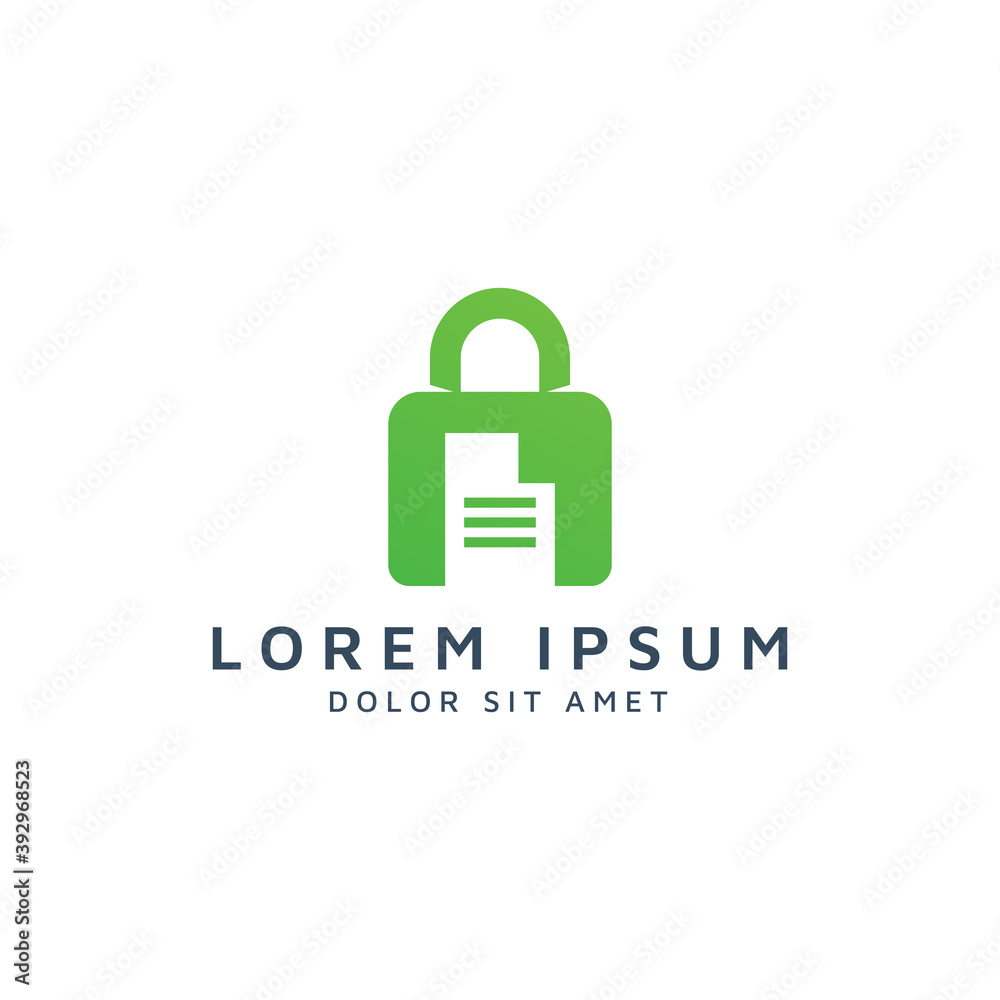 lock and document negative space logo design lock and document negative space logo design