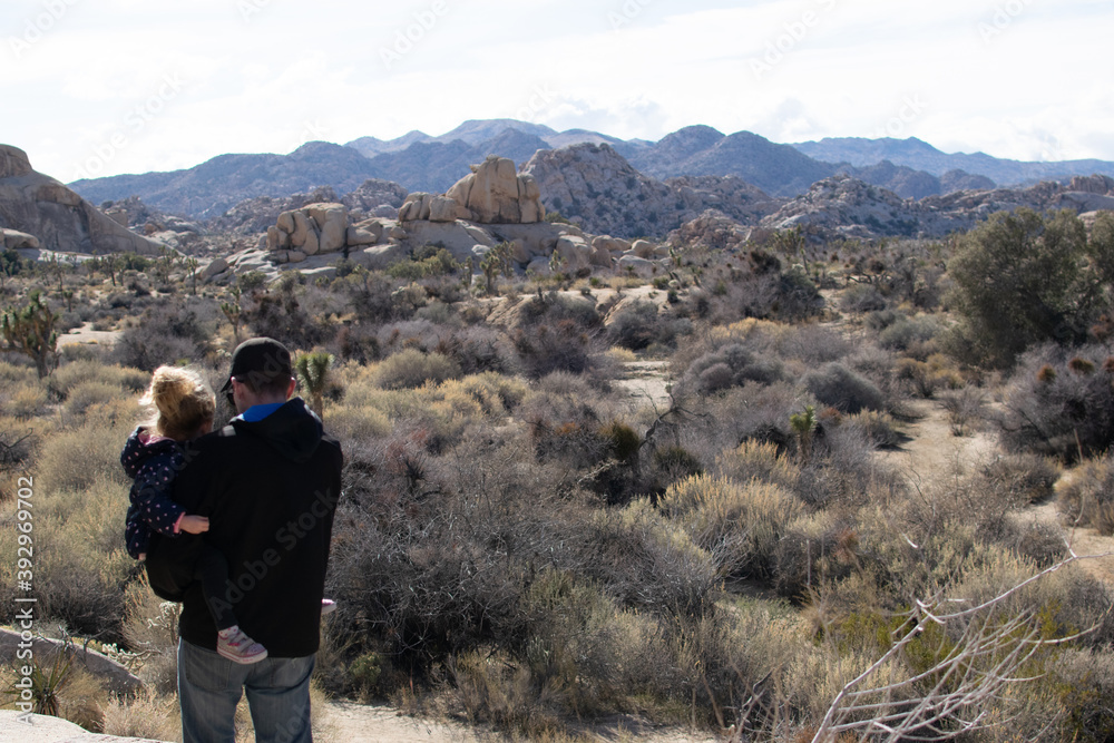 A girl and her Dad in Joshua tree national park
