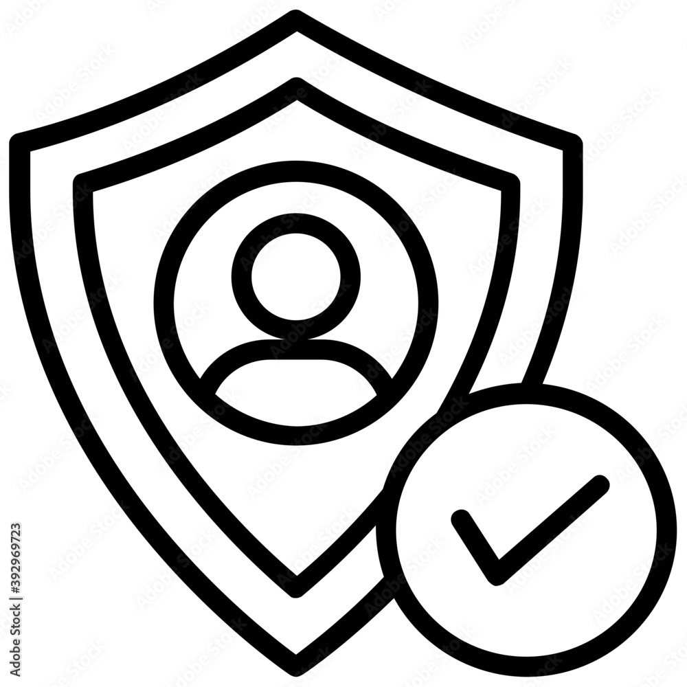 
A person in a shield and a tick mark representing labor protection
