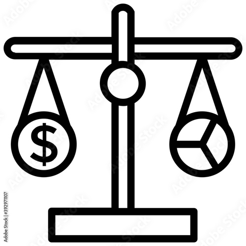 
A thin line icon of budget balance or budget comparison 
