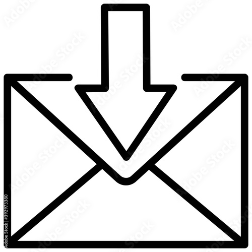 
A closed email with download arrow, receive mail concept
