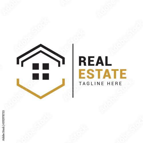 Simple abstract home real estate logo icon vector template.