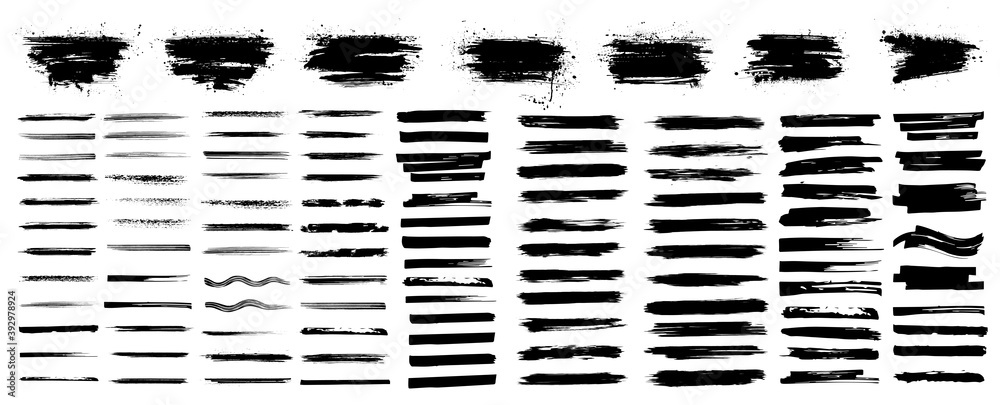 Paintbrush collection. Beautiful brush stroke with Ink splashes. Vector texture collection with high quality manually traced. Grunge elements for Social media and network. Ink brush stroke stencil. Ve